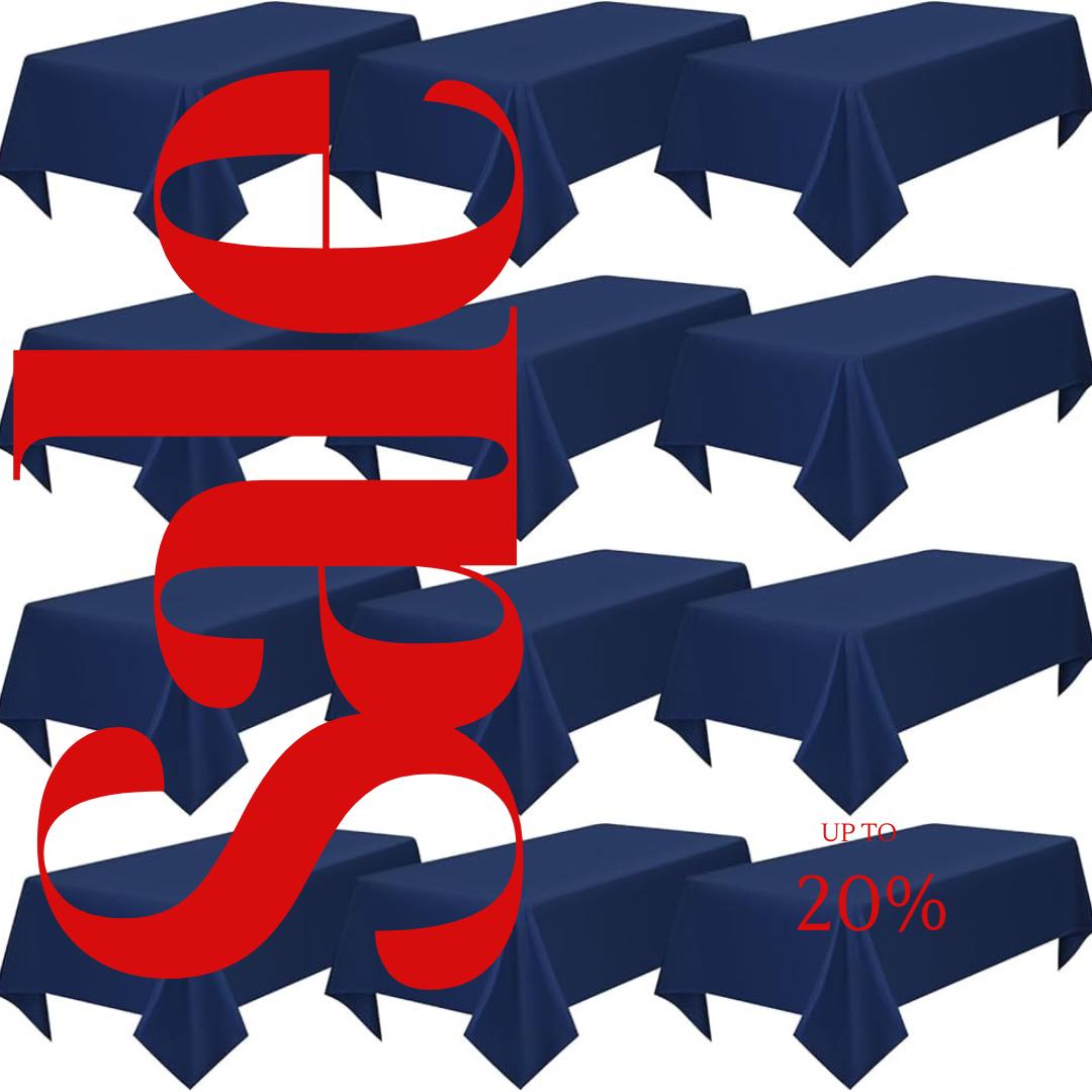 NAVY - 12 PACK - Polyester Poplin Washable Rectangular Tablecloth, Table Cover Fabric Table Cloth for Dinning, Kitchen,Party