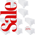 WHITE -  10 PACK - Polyester Poplin Washable Rectangular Tablecloth, Table Cover Fabric Table Cloth for Dinning, Kitchen, Party