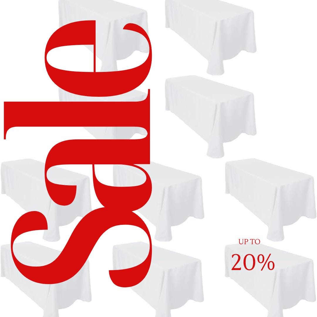 WHITE -  10 PACK - Polyester Poplin Washable Rectangular Tablecloth, Table Cover Fabric Table Cloth for Dinning, Kitchen, Party