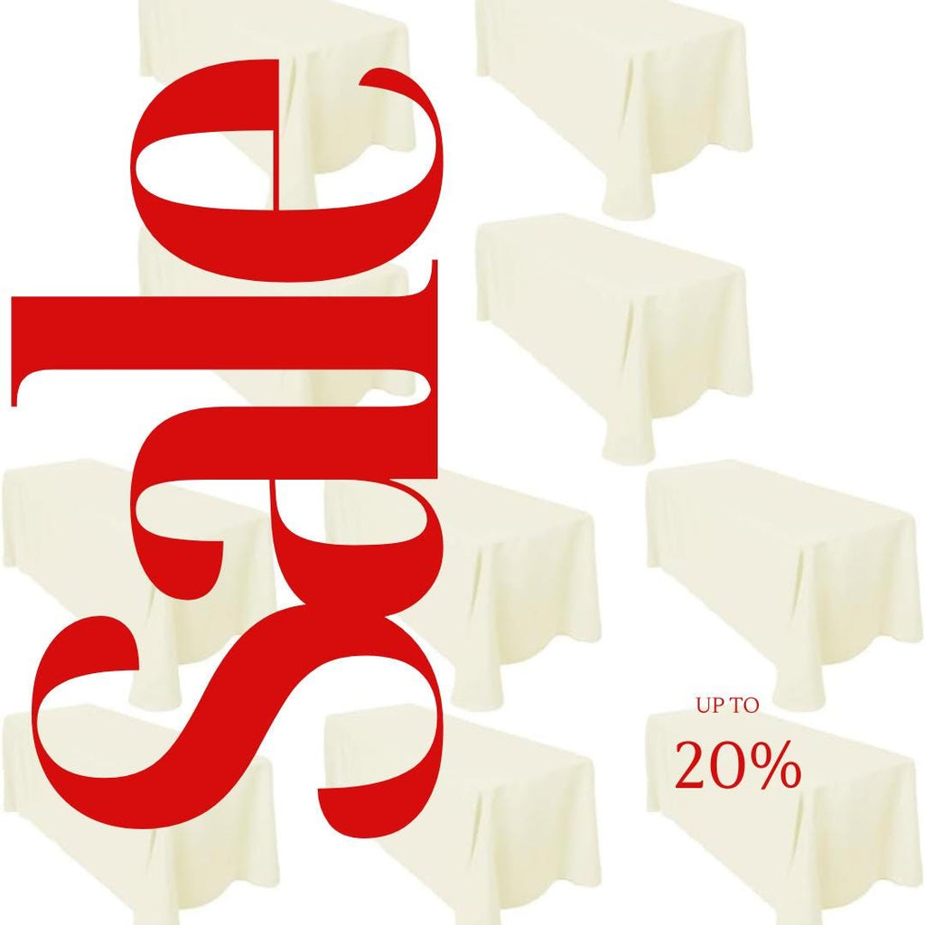 IVORY -  10 PACK - Polyester Poplin Washable Rectangular Tablecloth, Table Cover Fabric Table Cloth for Dinning, Kitchen, Party