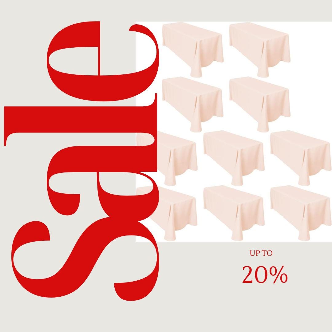 BLUSH -  10 PACK - Polyester Poplin Washable Rectangular Tablecloth, Table Cover Fabric Table Cloth for Dinning, Kitchen, Party