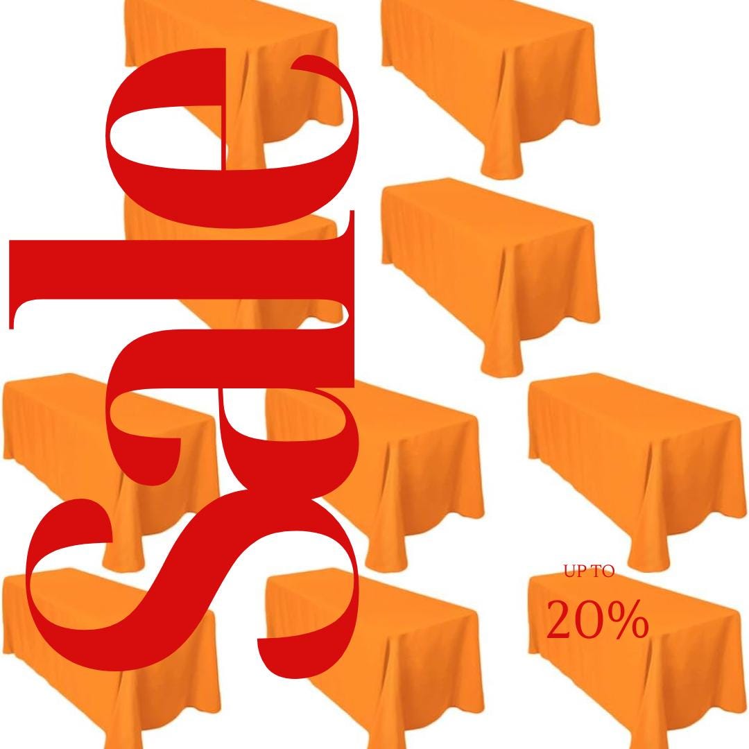 ORANGE -  10 PACK - Polyester Poplin Washable Rectangular Tablecloth, Table Cover Fabric Table Cloth for Dinning, Kitchen, Party