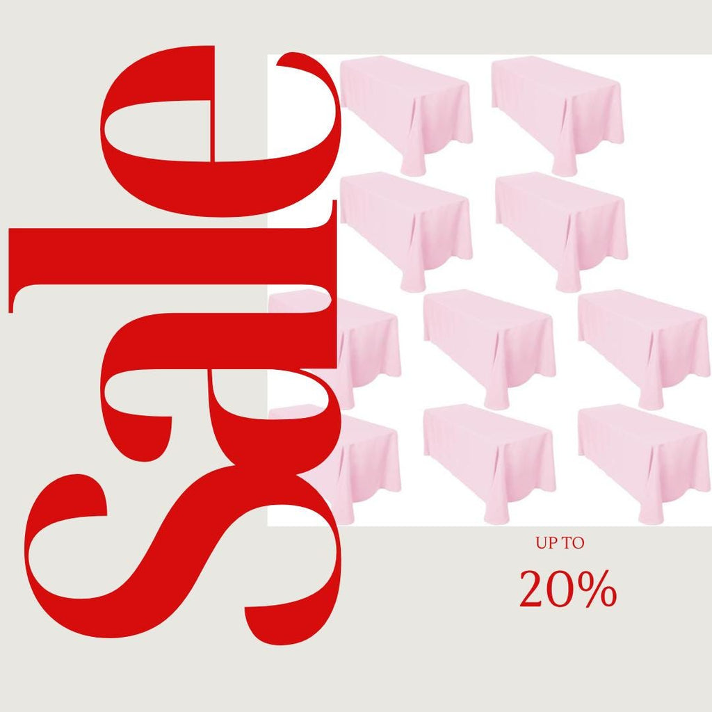 LT PINK -  10 PACK - Polyester Poplin Washable Rectangular Tablecloth, Table Cover Fabric Table Cloth for Dinning, Kitchen, Party