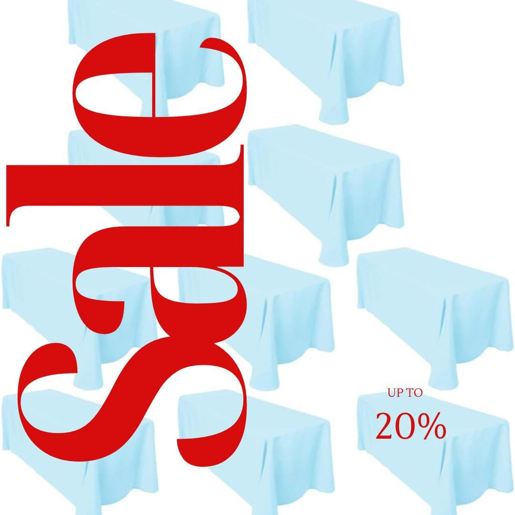 LT BLUE -  10 PACK - Polyester Poplin Washable Rectangular Tablecloth, Table Cover Fabric Table Cloth for Dinning, Kitchen, Party