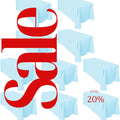 LT BLUE -  10 PACK - Polyester Poplin Washable Rectangular Tablecloth, Table Cover Fabric Table Cloth for Dinning, Kitchen, Party