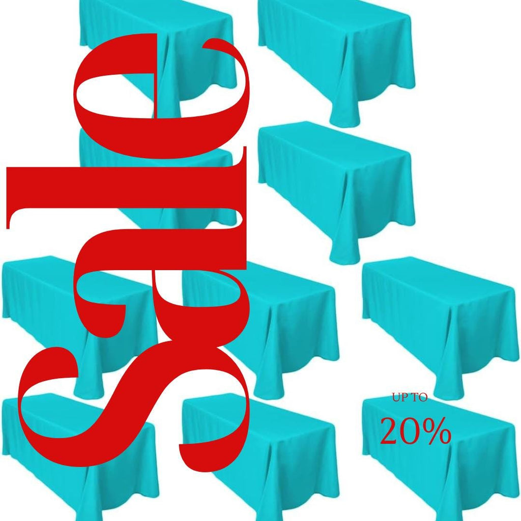TURQUOISE -  10 PACK - Polyester Poplin Washable Rectangular Tablecloth, Table Cover Fabric Table Cloth for Dinning, Kitchen, Party