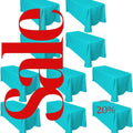 TURQUOISE -  10 PACK - Polyester Poplin Washable Rectangular Tablecloth, Table Cover Fabric Table Cloth for Dinning, Kitchen, Party