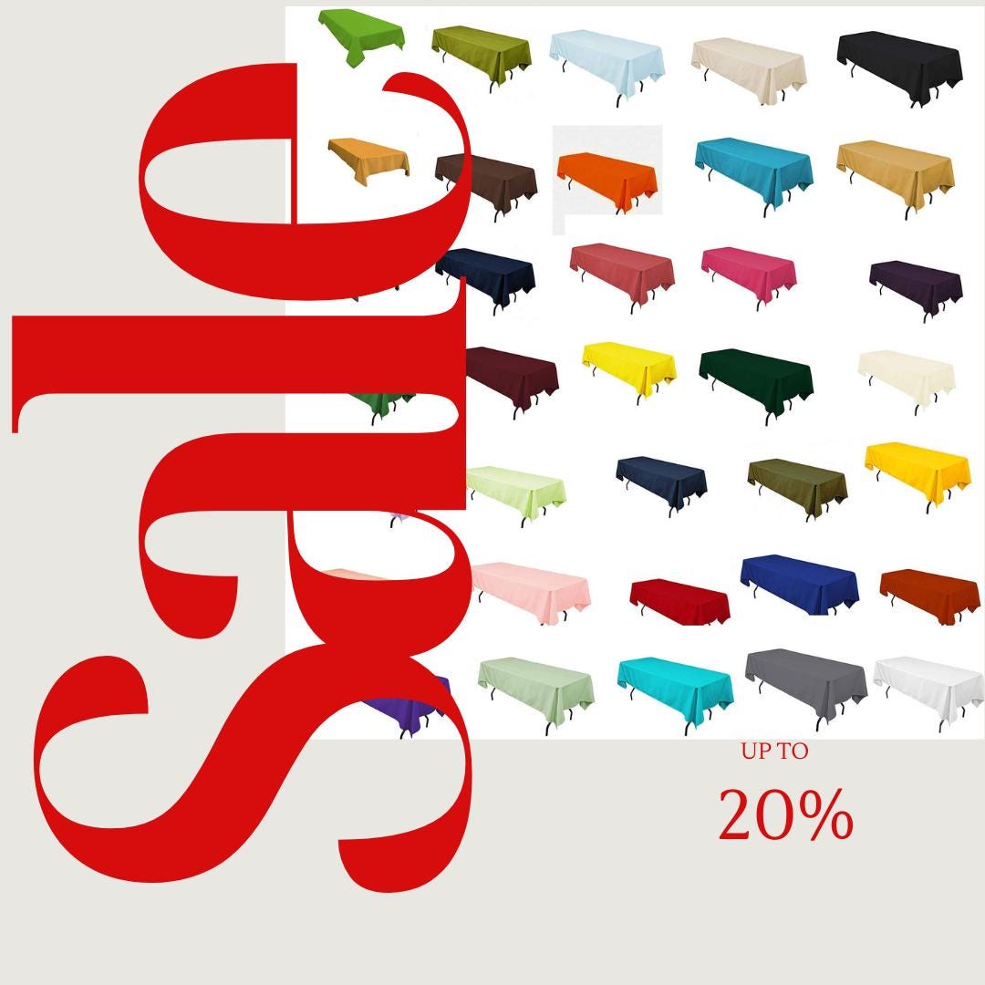 Polyester Poplin Washable Rectangular Tablecloth, Table Cover Fabric Table Cloth for Dinning, Kitchen,Party. Choose Color Below