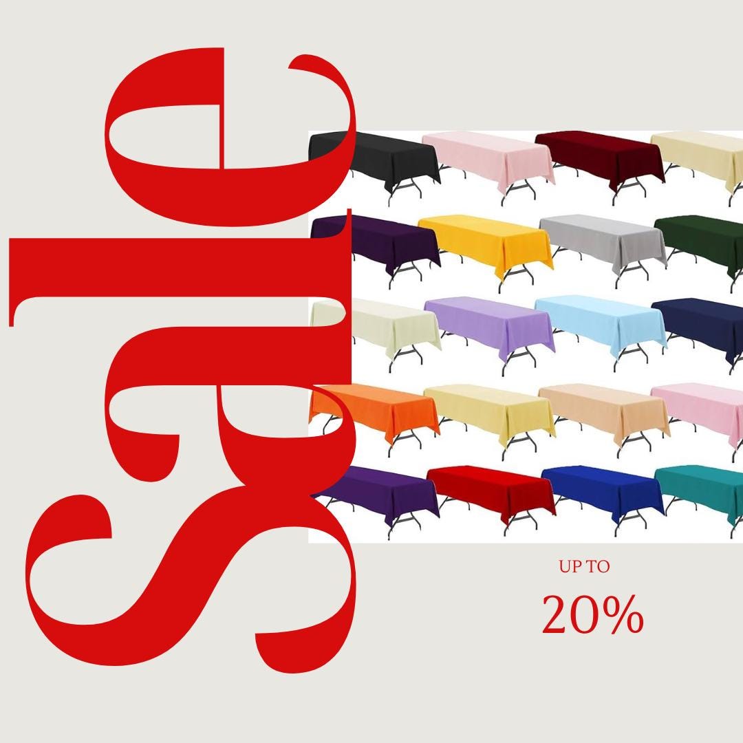 Polyester Poplin Washable Rectangular Tablecloth, Table Cover Fabric Table Cloth for Dinning, Kitchen,Party. Choose Color Below