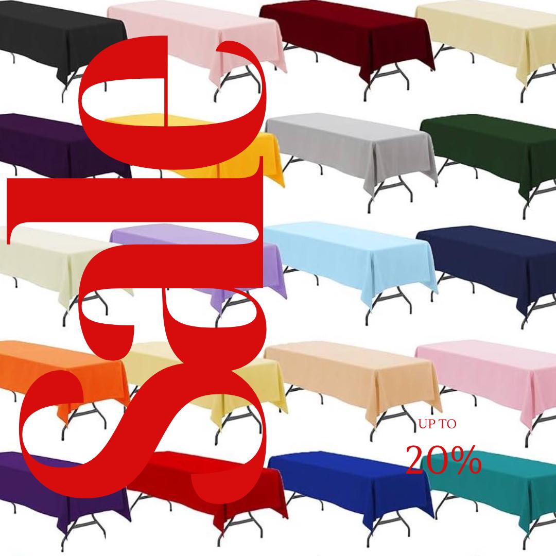 60" X 126" Polyester Poplin Washable Rectangular Tablecloth, Table Cover Fabric Table Cloth for Dinning, Kitchen,Party. Choose Color Below