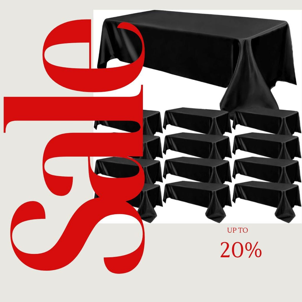 BLACK - 12 PACK - Tablecloth Satin Tablecloth Wedding Rectangle Tablecloth Smooth Fabric Overlay Cover for Wedding Banquet Party Events