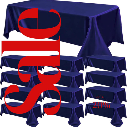 NAVY - 12 PACK - Tablecloth Satin Tablecloth Wedding Rectangle Tablecloth Smooth Fabric Overlay Cover for Wedding Banquet Party Events