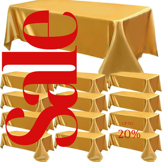 GOLD - 12 PACK - Tablecloth Satin Tablecloth Wedding Rectangle Tablecloth Smooth Fabric Overlay Cover for Wedding Banquet Party Events