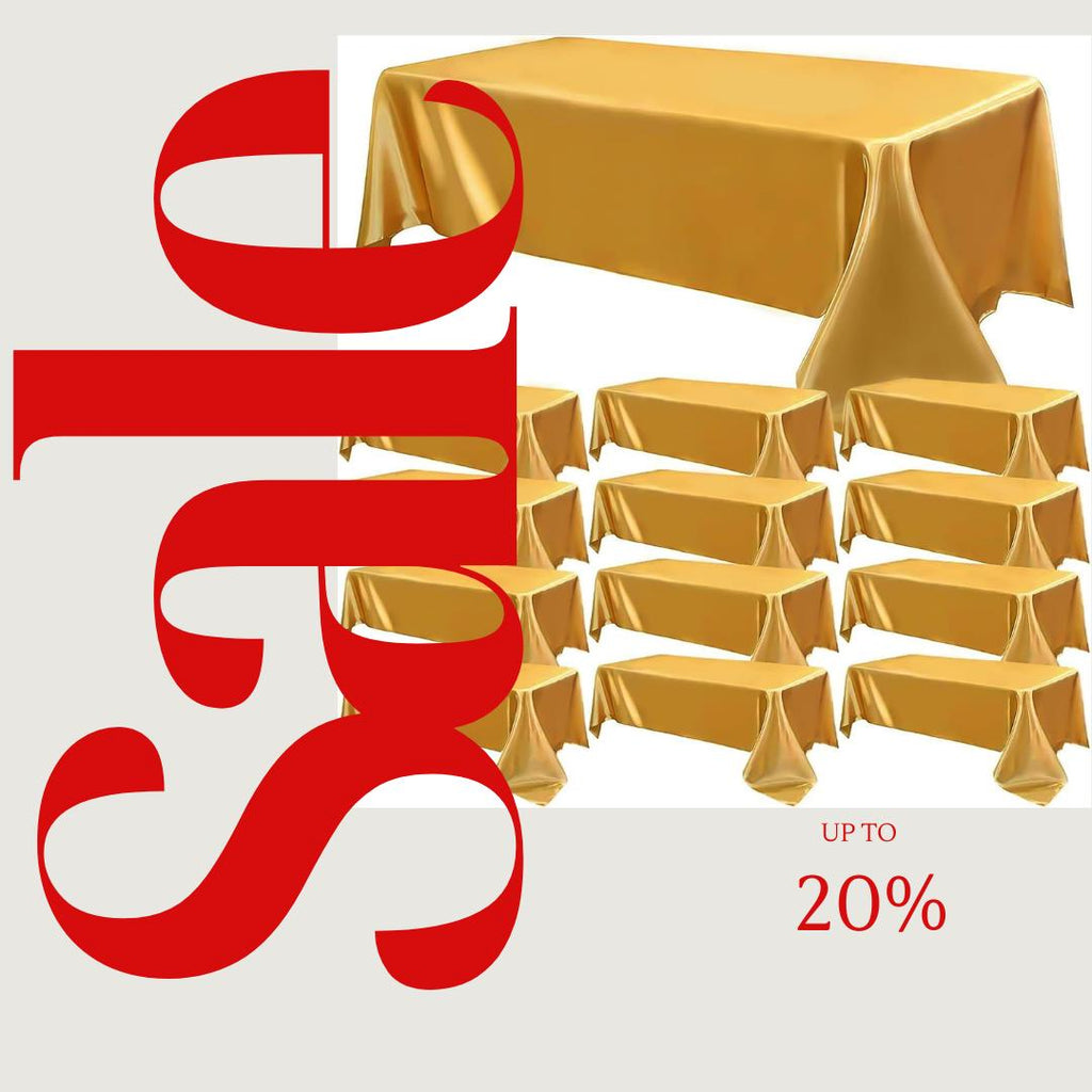 GOLD - 12 PACK - Tablecloth Satin Tablecloth Wedding Rectangle Tablecloth Smooth Fabric Overlay Cover for Wedding Banquet Party Events