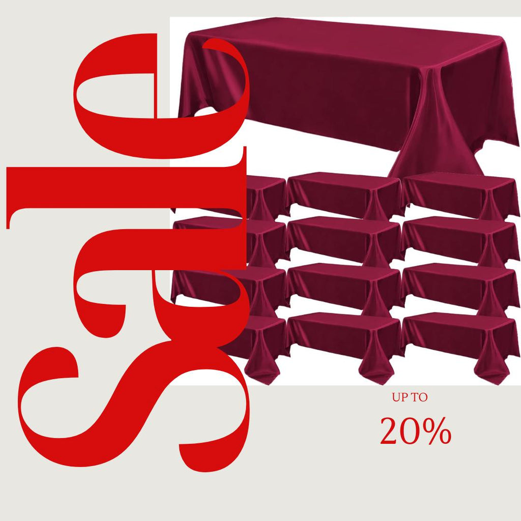 BURGUNDY - 12 PACK - Tablecloth Satin Tablecloth Wedding Rectangle Tablecloth Smooth Fabric Overlay Cover for Wedding Banquet Party Events