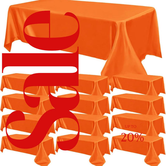 ORANGE - 12 PACK - Tablecloth Satin Tablecloth Wedding Rectangle Tablecloth Smooth Fabric Overlay Cover for Wedding Banquet Party Events