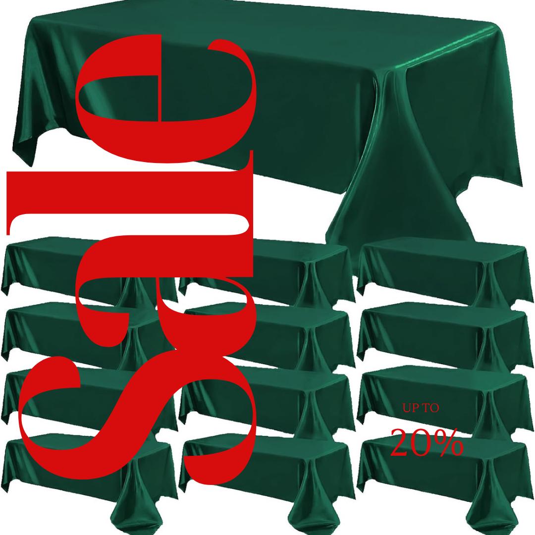 HUNTER - 12 PACK - Tablecloth Satin Tablecloth Wedding Rectangle Tablecloth Smooth Fabric Overlay Cover for Wedding Banquet Party Events