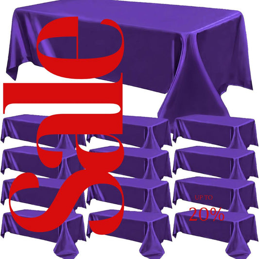 PURPLE - 12 PACK - Tablecloth Satin Tablecloth Wedding Rectangle Tablecloth Smooth Fabric Overlay Cover for Wedding Banquet Party Events