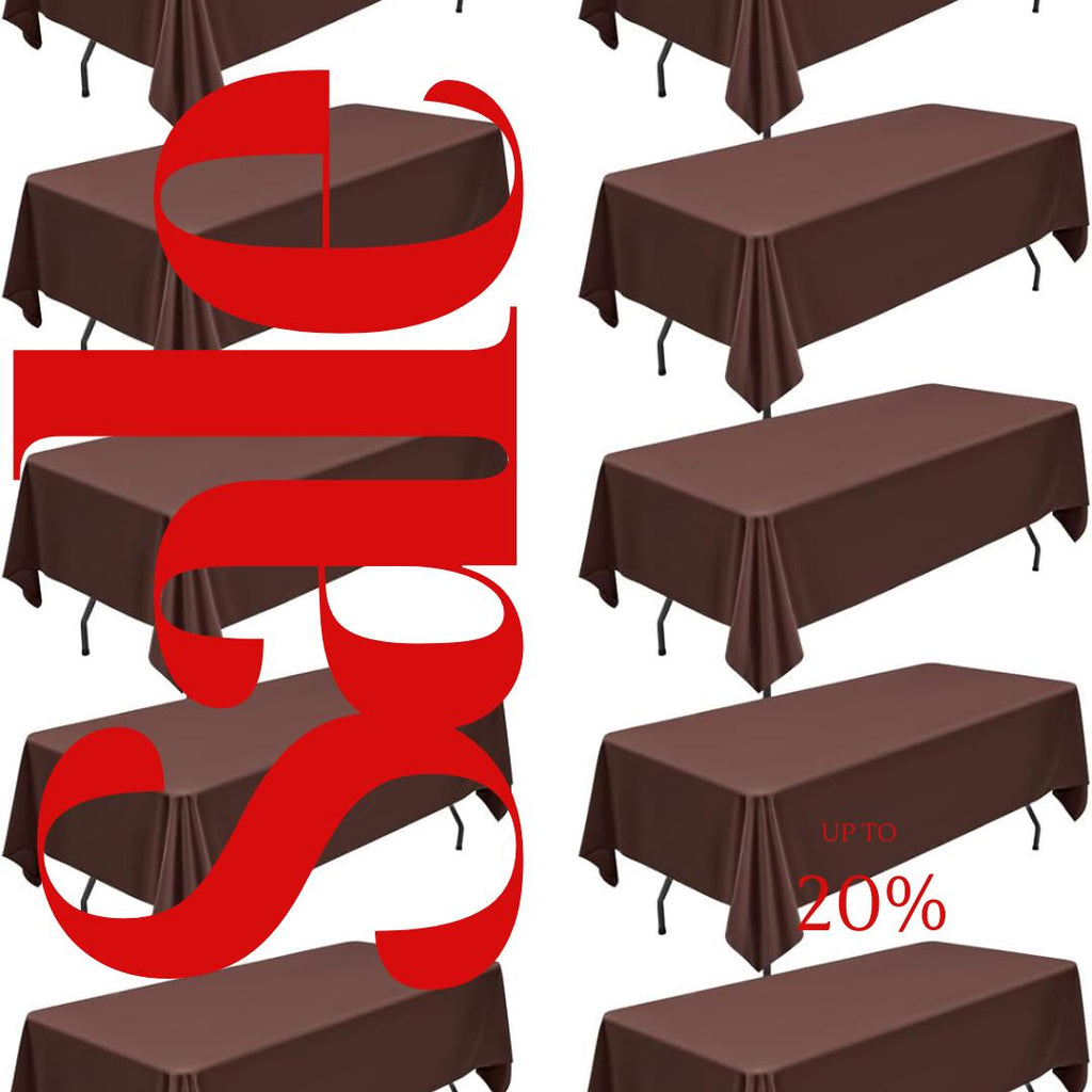 BROWN - 12 PACK - Polyester Poplin Washable Rectangular Tablecloth, Table Cover Fabric Table Cloth for Dinning, Kitchen,Party