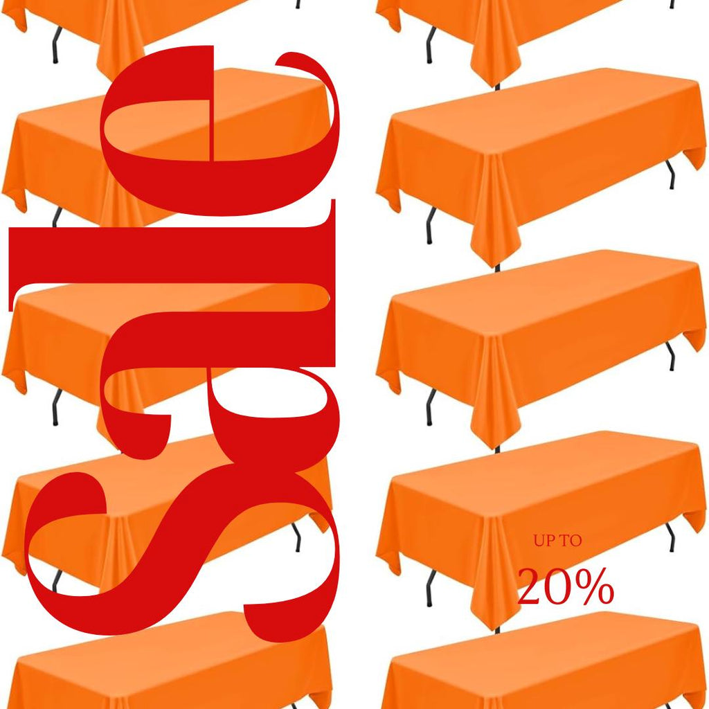 ORANGE - 12 PACK - Polyester Poplin Washable Rectangular Tablecloth, Table Cover Fabric Table Cloth for Dinning, Kitchen,Party