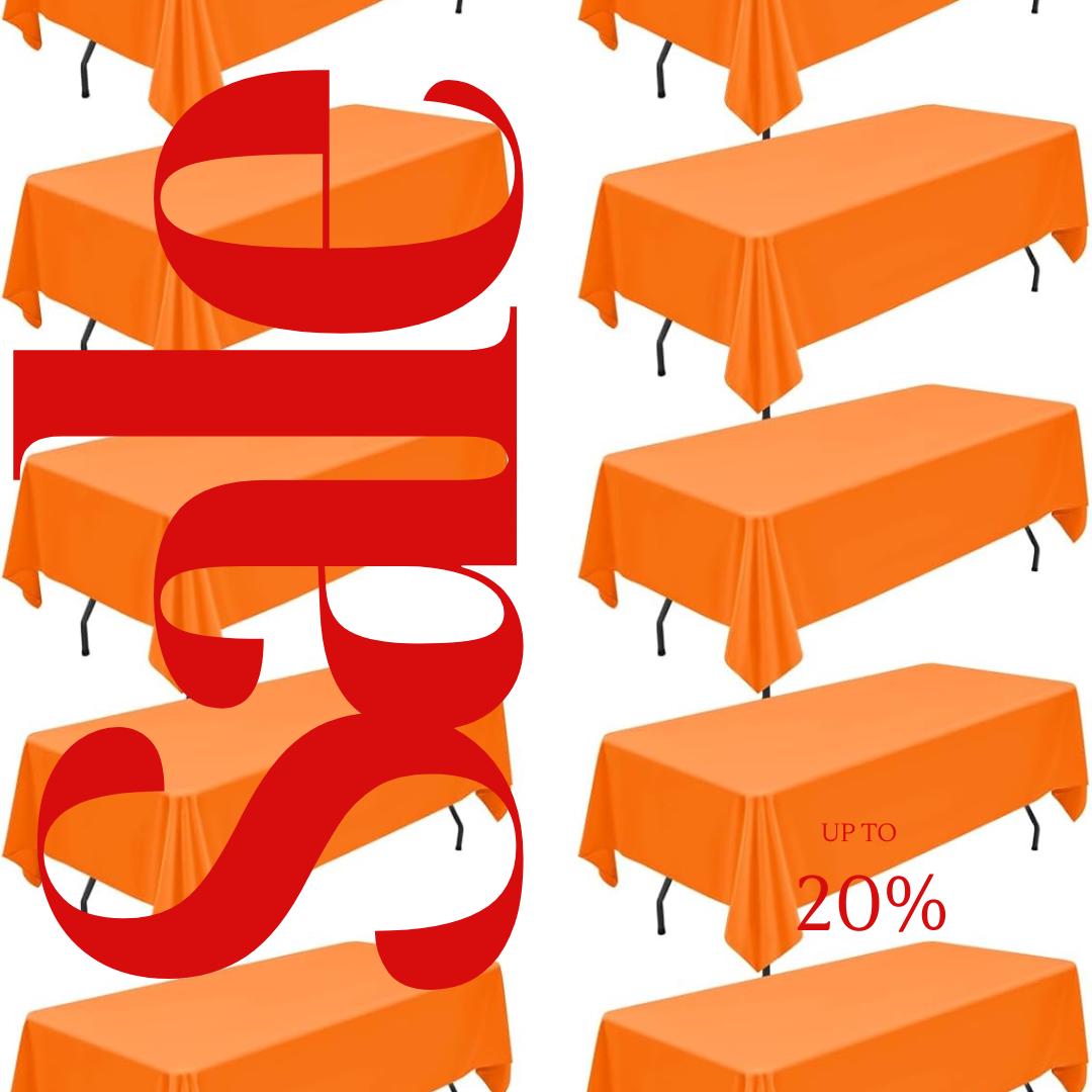 ORANGE - 12 PACK - Polyester Poplin Washable Rectangular Tablecloth, Table Cover Fabric Table Cloth for Dinning, Kitchen,Party