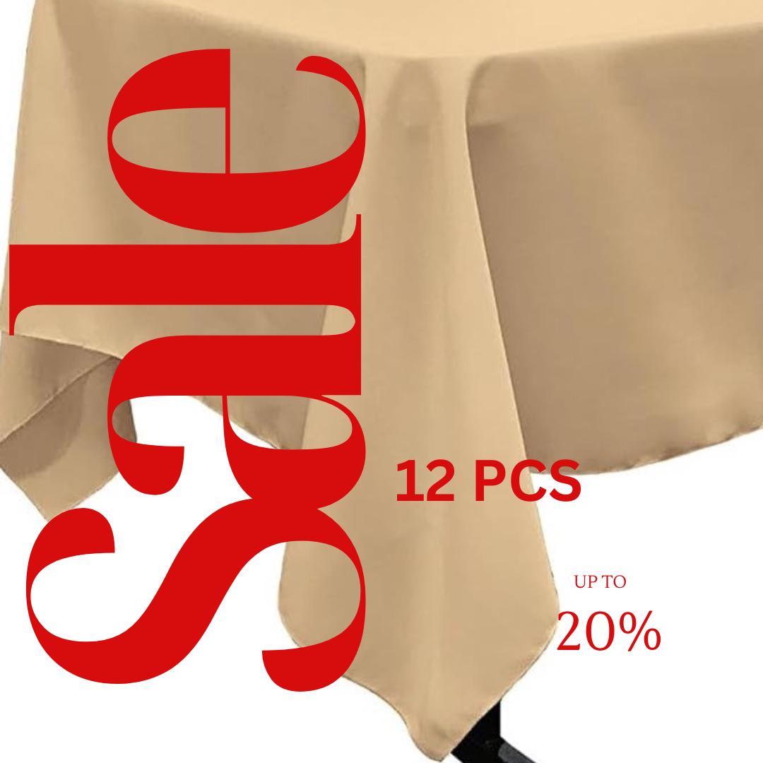 CHAMPAGNE - 12 PACK - Polyester Poplin Washable Rectangular Tablecloth, Table Cover Fabric Table Cloth for Dinning, Kitchen,Party