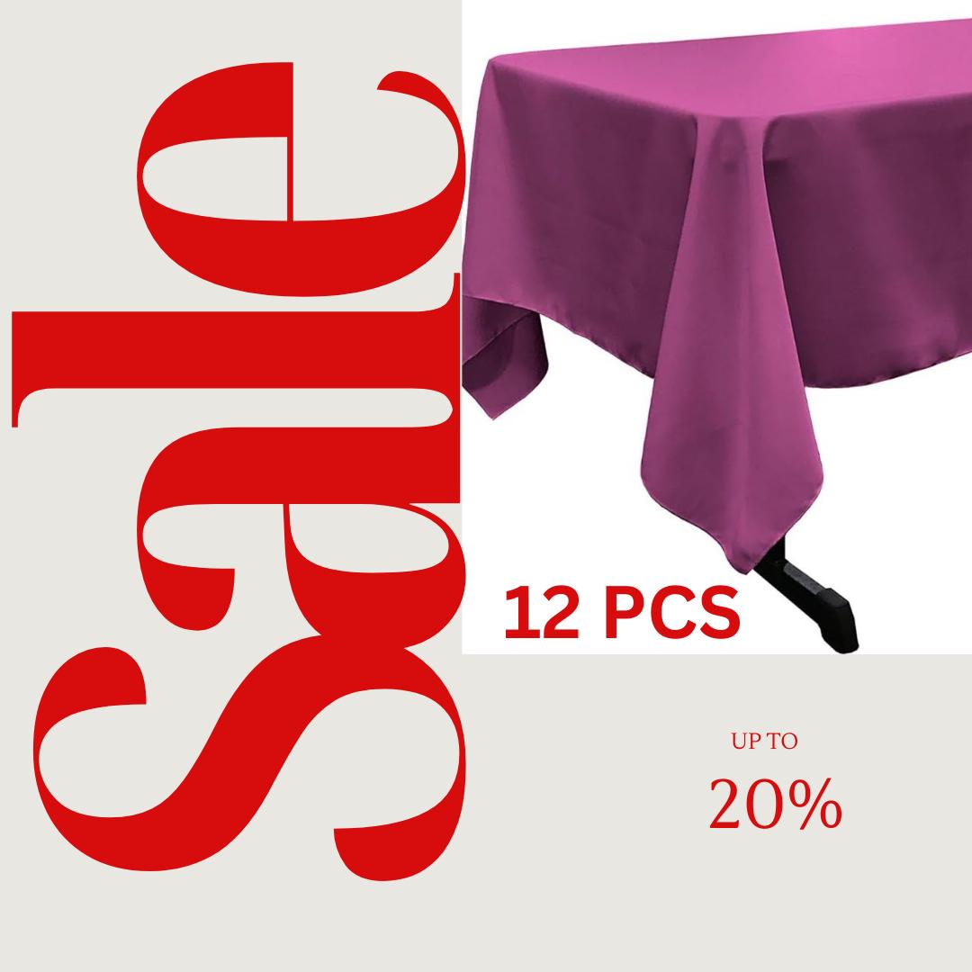 MAGENTA - 12 PACK - Polyester Poplin Washable Rectangular Tablecloth, Table Cover Fabric Table Cloth for Dinning, Kitchen,Party