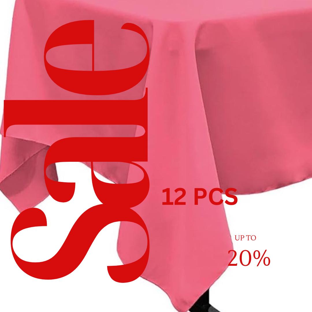 HOT PINK - 12 PACK - Polyester Poplin Washable Rectangular Tablecloth, Table Cover Fabric Table Cloth for Dinning, Kitchen,Party