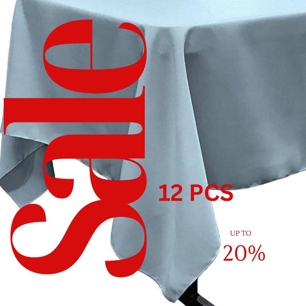 LT BLUE - 12 PACK - Polyester Poplin Washable Rectangular Tablecloth, Table Cover Fabric Table Cloth for Dinning, Kitchen,Party