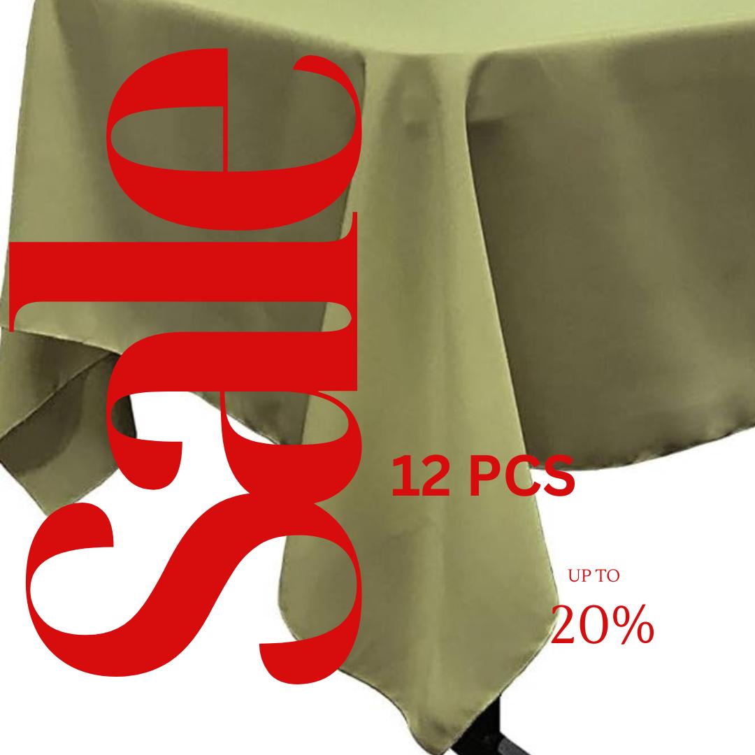 DK SAGE - 12 PACK - Polyester Poplin Washable Rectangular Tablecloth, Table Cover Fabric Table Cloth for Dinning, Kitchen,Party