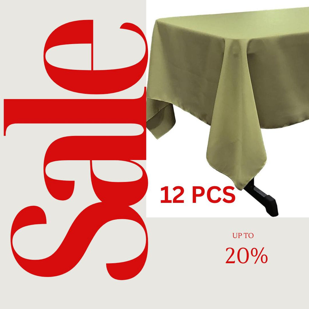 DK SAGE - 12 PACK - Polyester Poplin Washable Rectangular Tablecloth, Table Cover Fabric Table Cloth for Dinning, Kitchen,Party