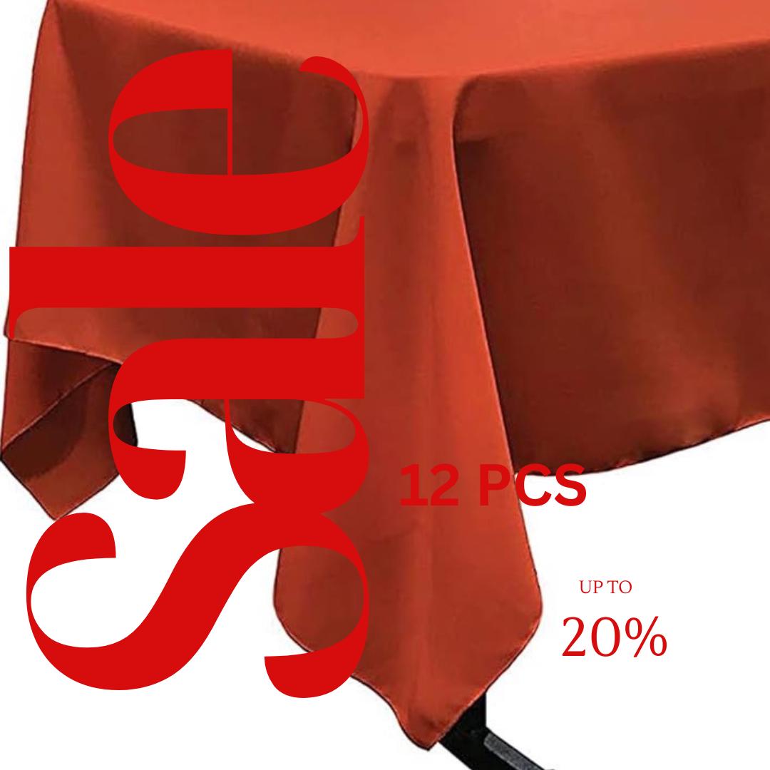RUST - 12 PACK - Polyester Poplin Washable Rectangular Tablecloth, Table Cover Fabric Table Cloth for Dinning, Kitchen,Party
