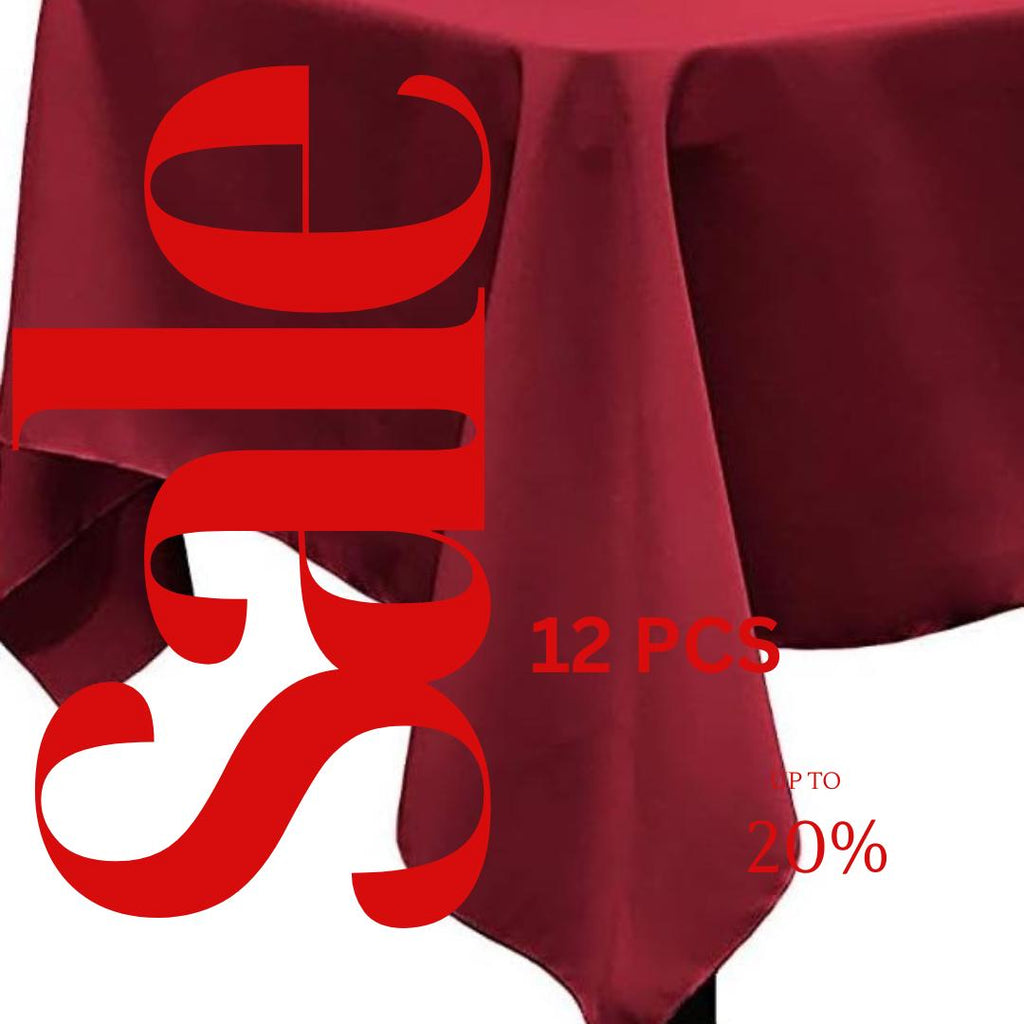 CRANBERRY - 12 PACK - Polyester Poplin Washable Rectangular Tablecloth, Table Cover Fabric Table Cloth for Dinning, Kitchen,Party