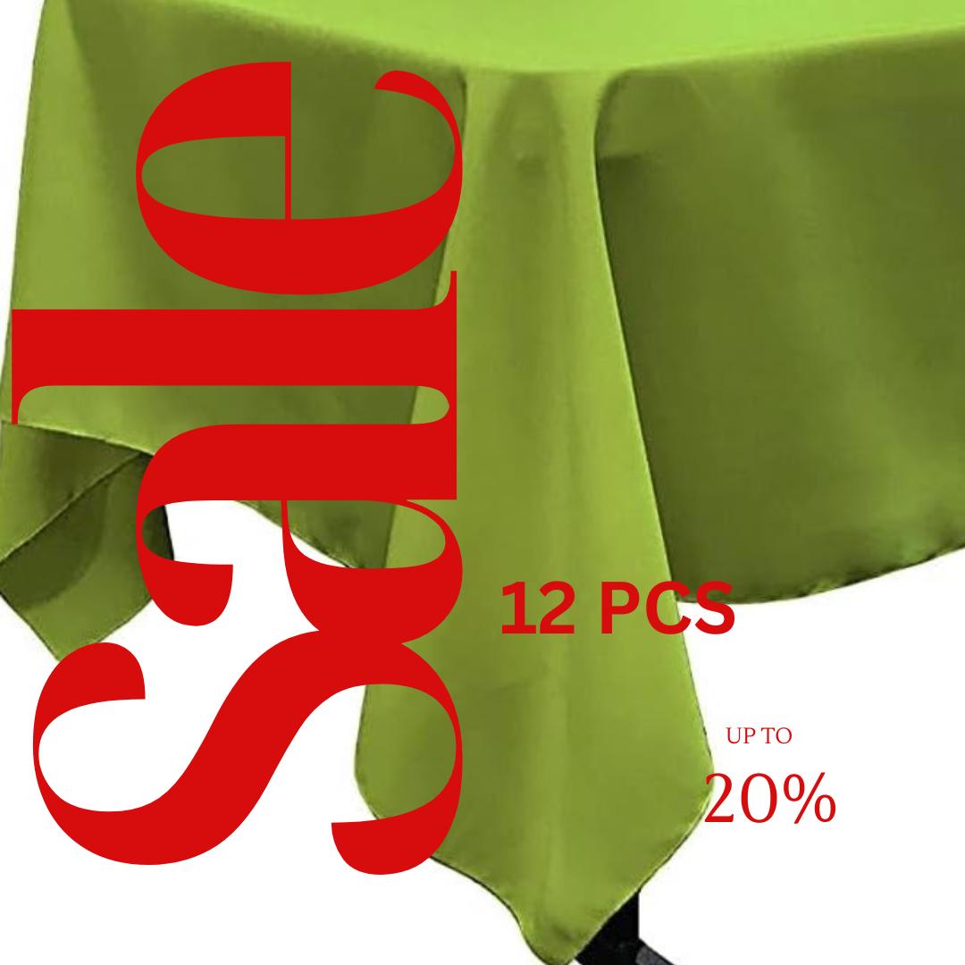 LIME - 12 PACK - Polyester Poplin Washable Rectangular Tablecloth, Table Cover Fabric Table Cloth for Dinning, Kitchen,Party