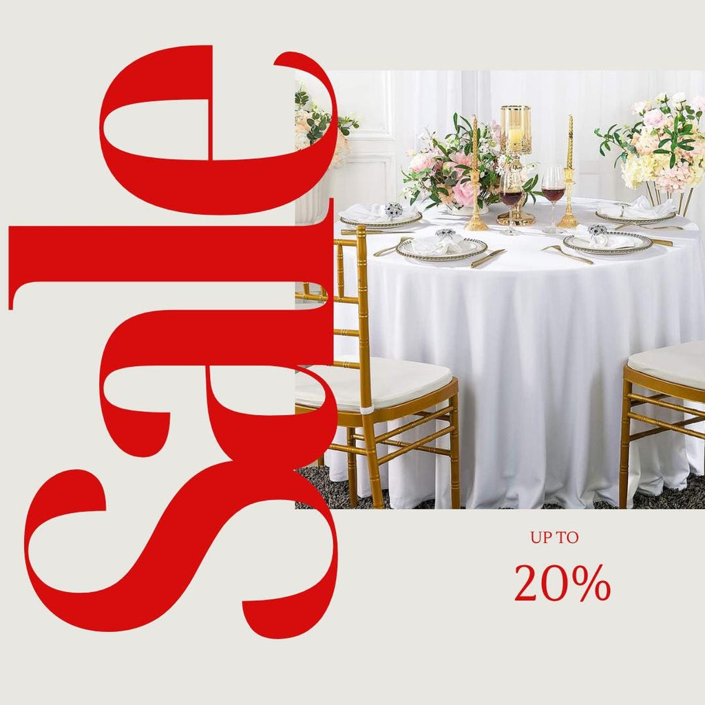 WHITE - 108" Polyester Poplin Washable Round Tablecloth, For Table Cover, Fabric Table Cloth Dinning, Kitchen, Party