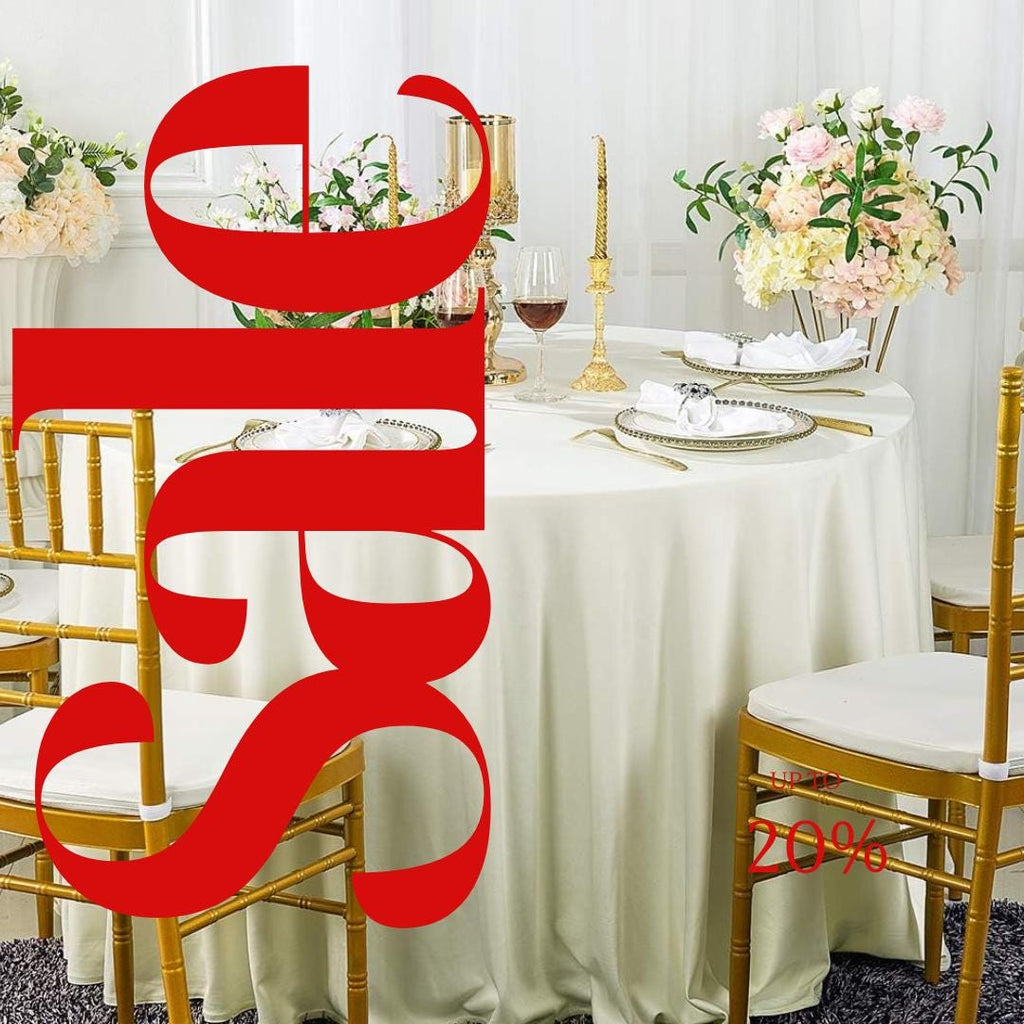 IVORY - 108" Polyester Poplin Washable Round Tablecloth, For Table Cover, Fabric Table Cloth Dinning, Kitchen, Party