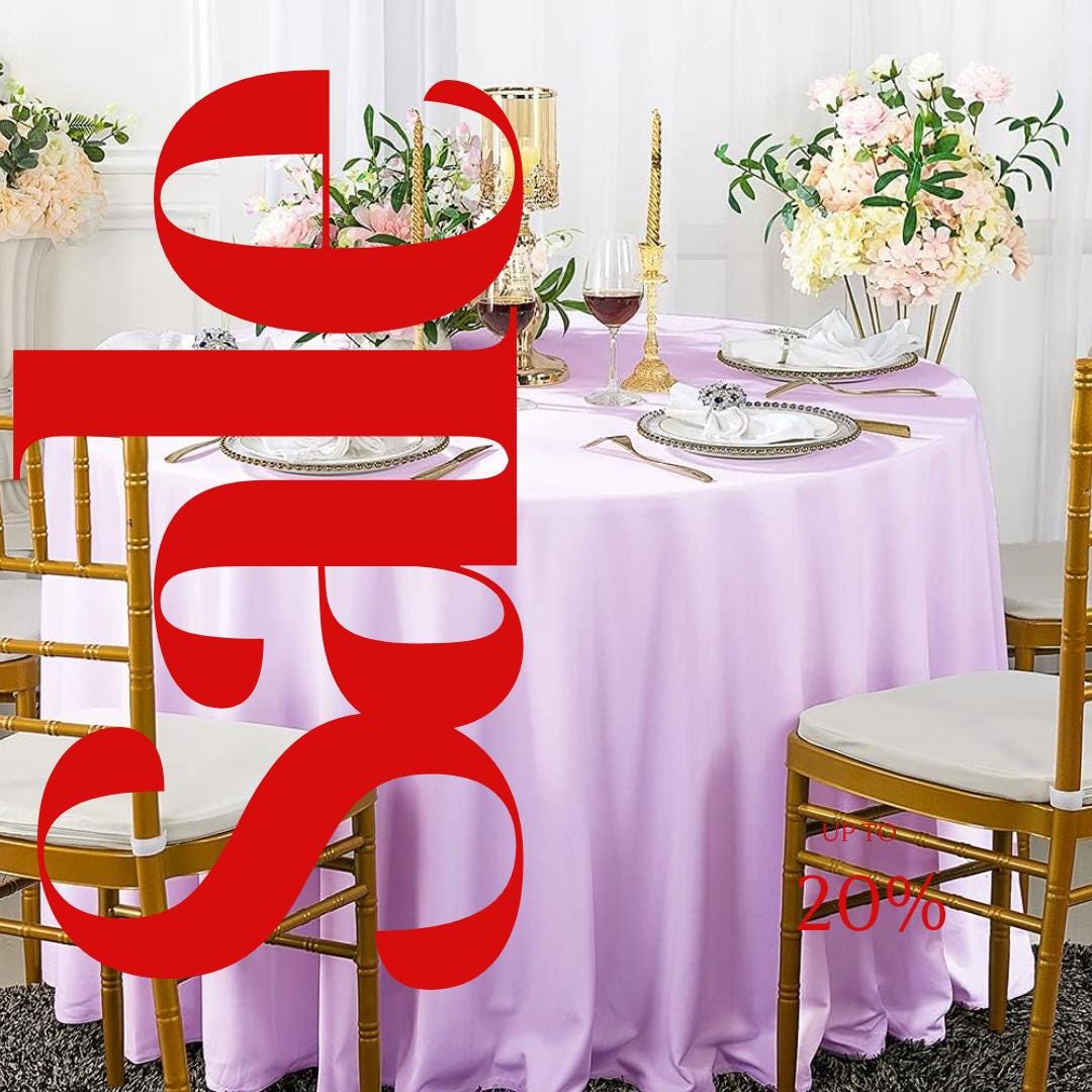 LILAC - 108" Polyester Poplin Washable Round Tablecloth, For Table Cover, Fabric Table Cloth Dinning, Kitchen, Party