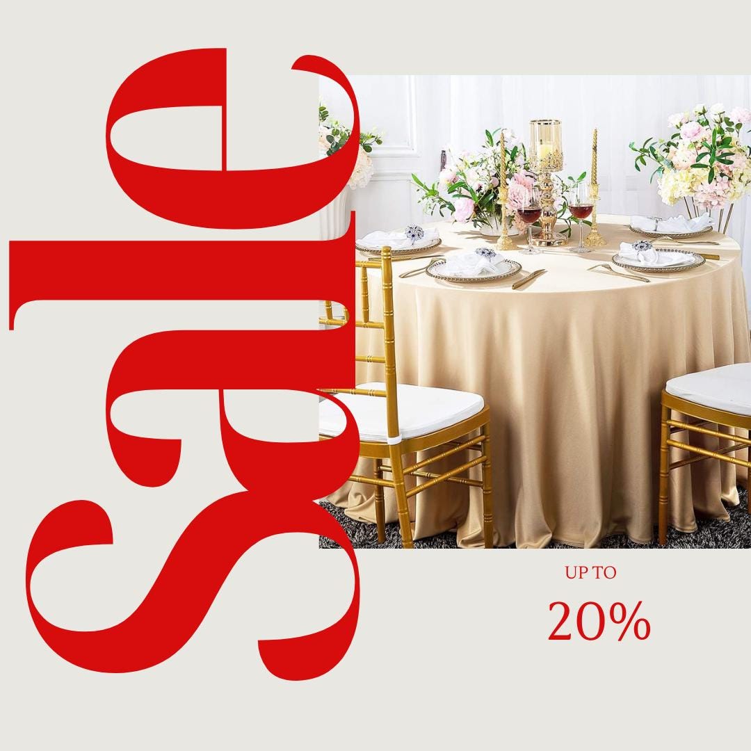 BEIGE - 108" Polyester Poplin Washable Round Tablecloth, For Table Cover, Fabric Table Cloth Dinning, Kitchen, Party
