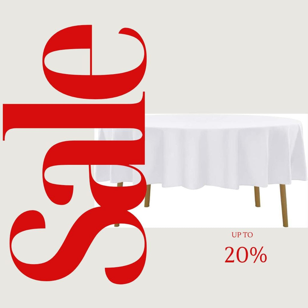 WHITE - 90" Polyester Poplin Washable Round Tablecloth, For Table Cover, Fabric Table Cloth Dinning, Kitchen, Party