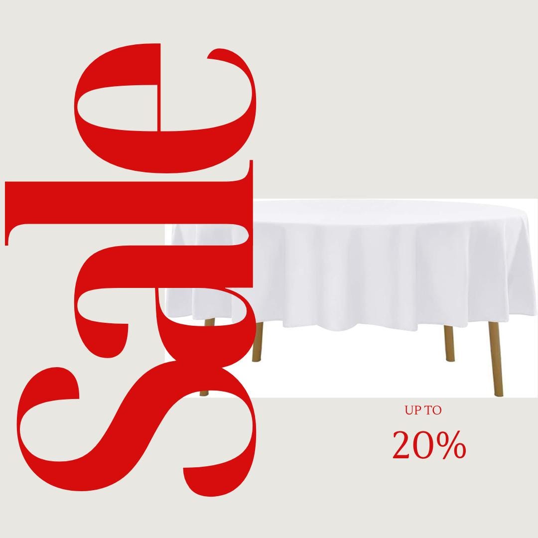 WHITE - 90" Polyester Poplin Washable Round Tablecloth, For Table Cover, Fabric Table Cloth Dinning, Kitchen, Party