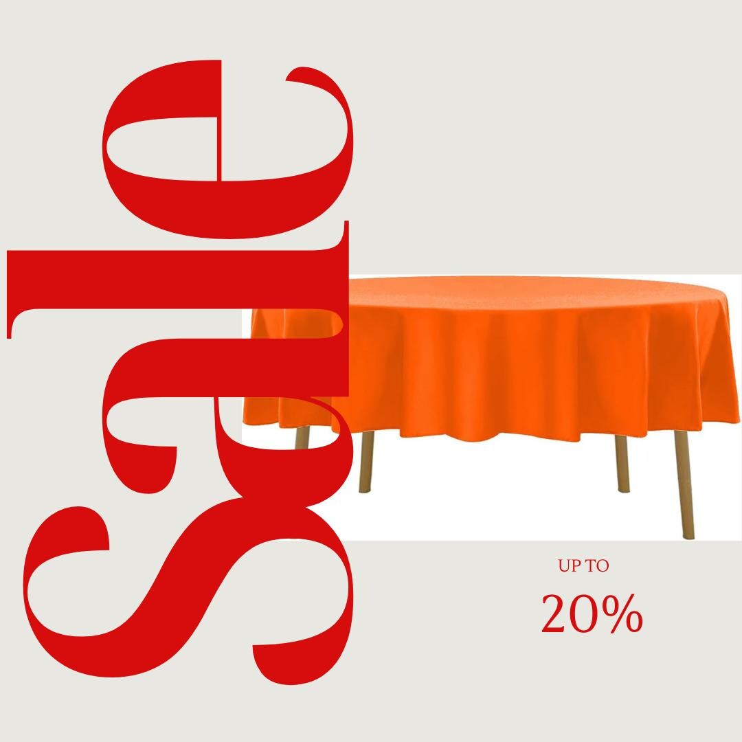 ORANGE - 90" Polyester Poplin Washable Round Tablecloth, For Table Cover, Fabric Table Cloth Dinning, Kitchen, Party