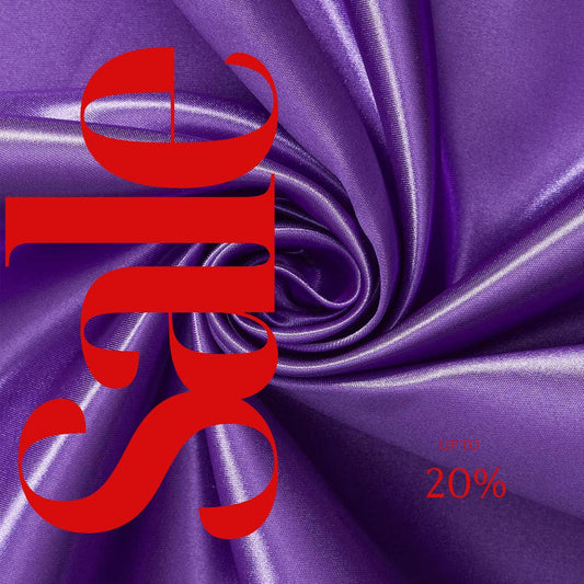 PURPLE - Bridal Satin Fabric Silky Poly 60" Wide Heavy Wedding Dress Drapery By The Yard