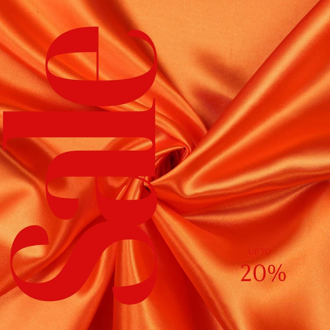 ORANGE - Bridal Satin Fabric Silky Poly 60" Wide Heavy Wedding Dress Drapery By The Yard