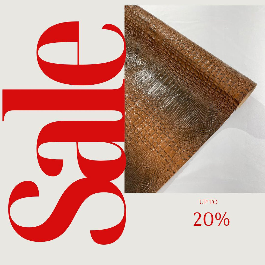 3-D Gator Two Tone Fake Leather Upholstery, Crocodile Skin Texture Faux Leather Vinyl Fabric Sold By Yard.