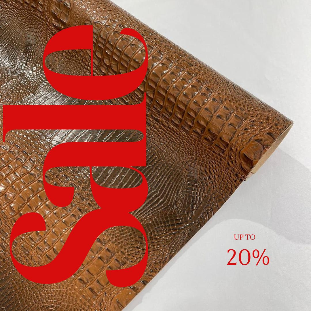 3-D Gator Two Tone Fake Leather Upholstery, Crocodile Skin Texture Faux Leather Vinyl Fabric Sold By Yard.