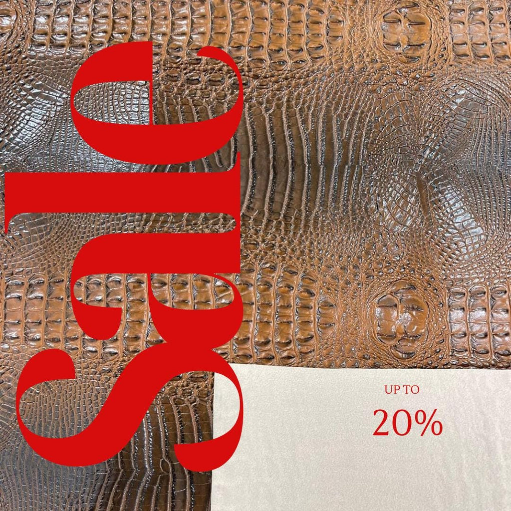 3-D Gator Two Tone Fake Leather Upholstery, Crocodile Skin Texture Faux Leather Vinyl Fabric Sold By Yard.