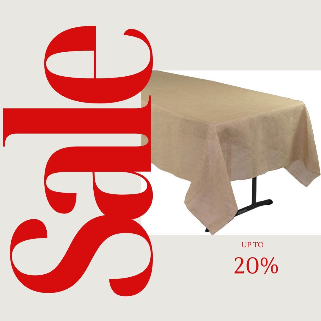 Rectangular Rustic Jute Natural Burlap Tablecloth for Wedding Party Kitchen Home Dining Table Cloth