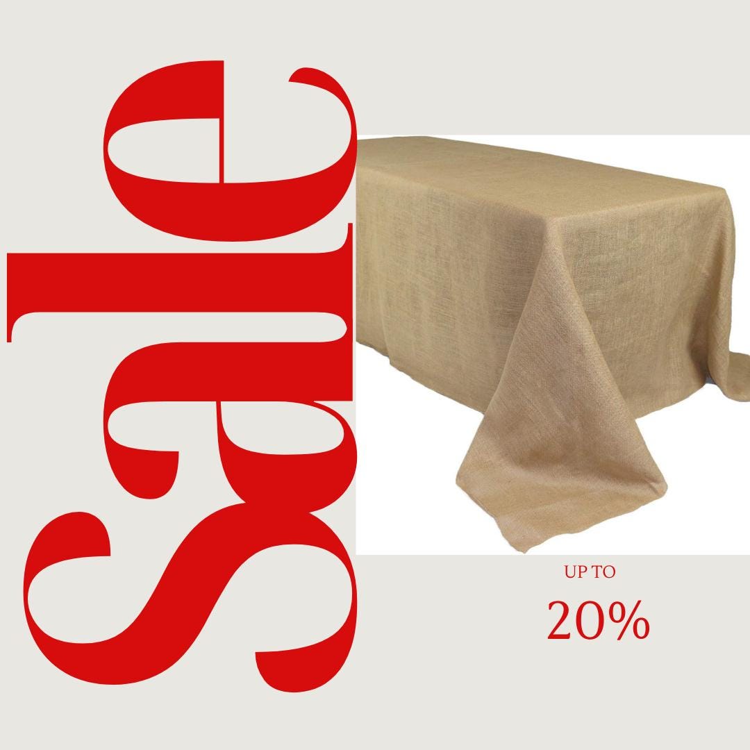 Rectangular Rustic Jute Natural Burlap Tablecloth for Wedding Party Kitchen Home Dining Table Cloth