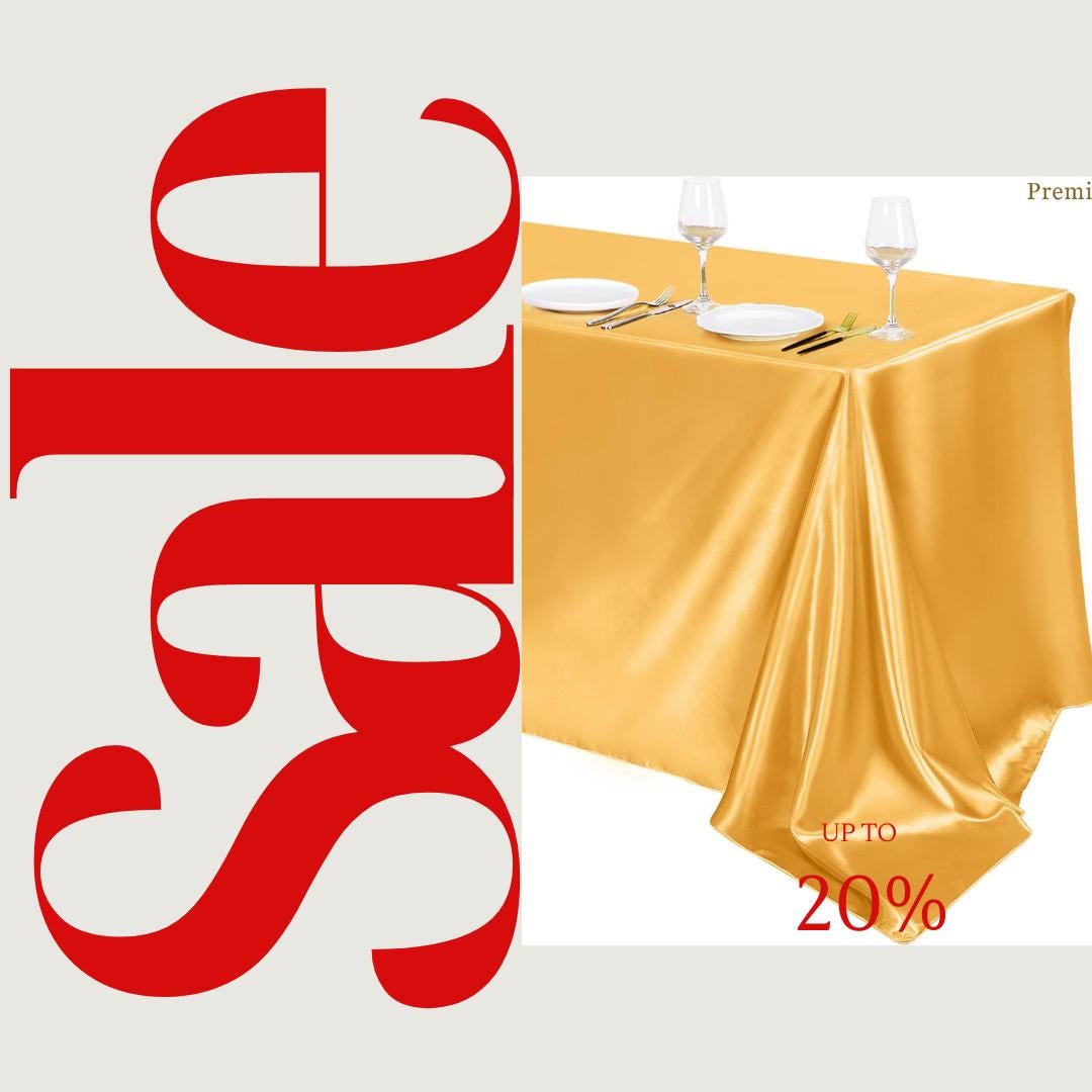 SATIN -  Rectangular Table Cover Bright Tablecloth Smooth Fabric Table Decoration for Wedding Banquet Party Events,