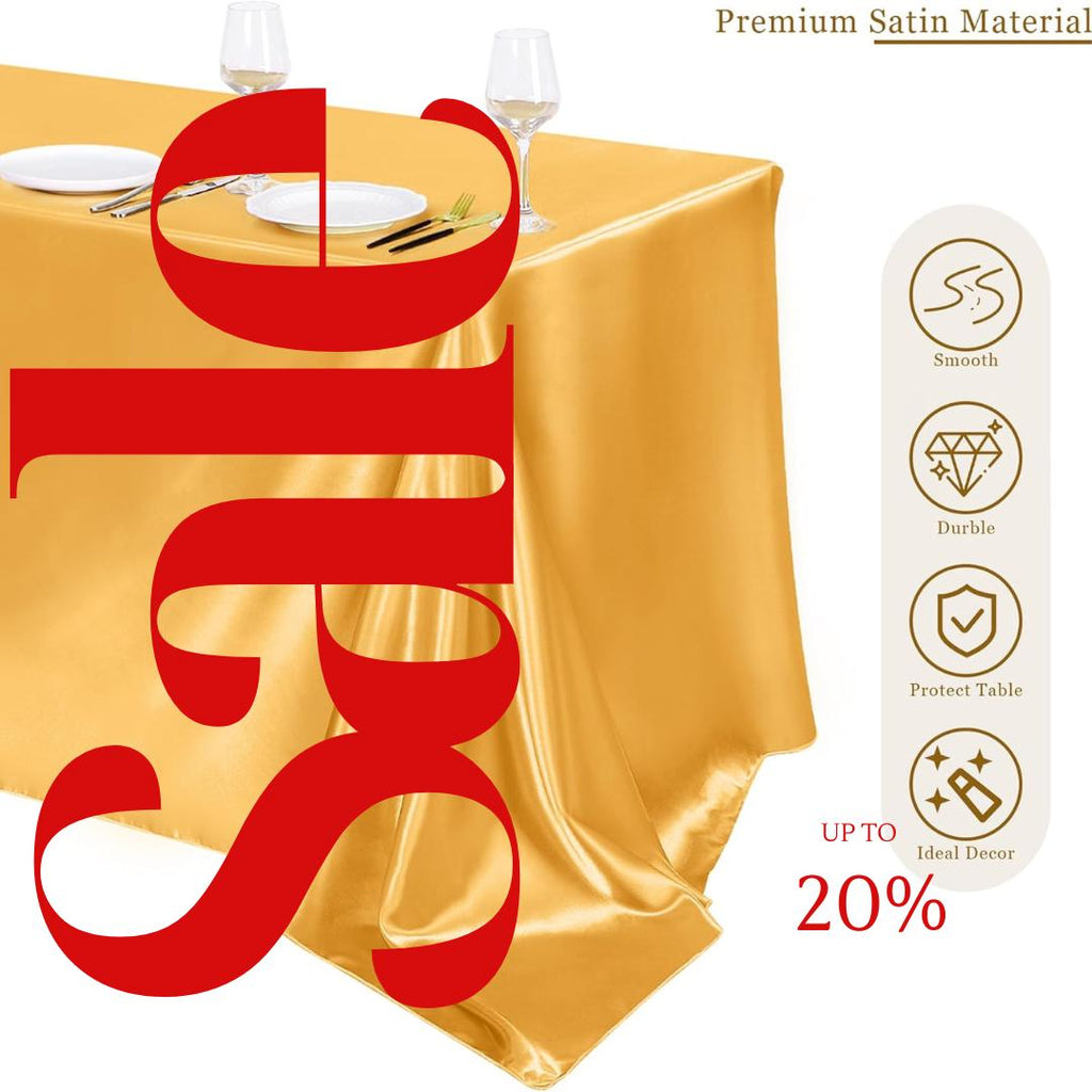 SATIN -  Rectangular Table Cover Bright Tablecloth Smooth Fabric Table Decoration for Wedding Banquet Party Events,